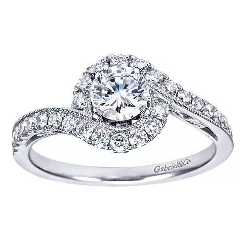 Gabriel & Co. ER7775W44JJ – 14K White Gold Round Halo Diamond Engagement Ring Setting (0.25 ct)