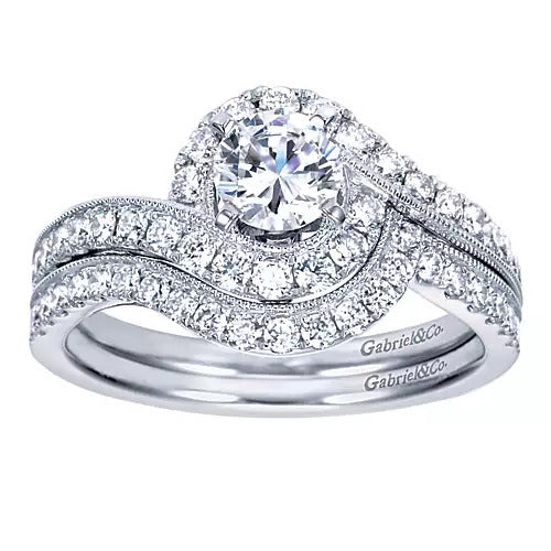 Gabriel & Co. ER7775W44JJ – 14K White Gold Round Halo Diamond Engagement Ring Setting (0.25 ct)