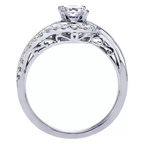 Gabriel & Co. ER7775W44JJ – 14K White Gold Round Halo Diamond Engagement Ring Setting (0.25 ct)