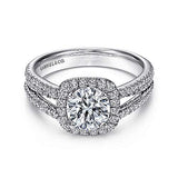 Gabriel & Co. ER7786W44JJ “Hillary” 14K White Gold Round Halo Diamond Engagement Ring