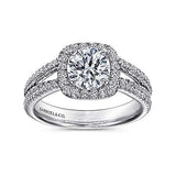 Gabriel & Co. ER7786W44JJ “Hillary” 14K White Gold Round Halo Diamond Engagement Ring