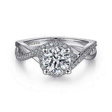 Gabriel & Co. Courtney ER7804W44JJ – 14K White Gold Round Halo Diamond Engagement Ring