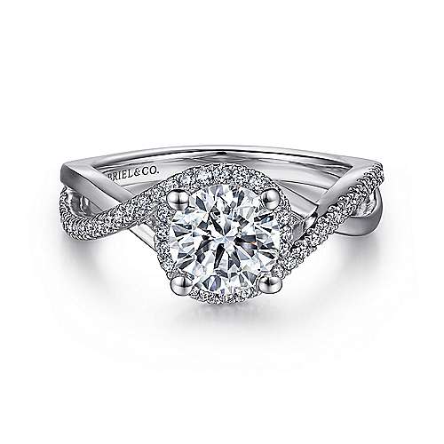 Gabriel & Co. Courtney ER7804W44JJ – 14K White Gold Round Halo Diamond Engagement Ring