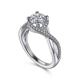 Gabriel & Co. Courtney ER7804W44JJ – 14K White Gold Round Halo Diamond Engagement Ring
