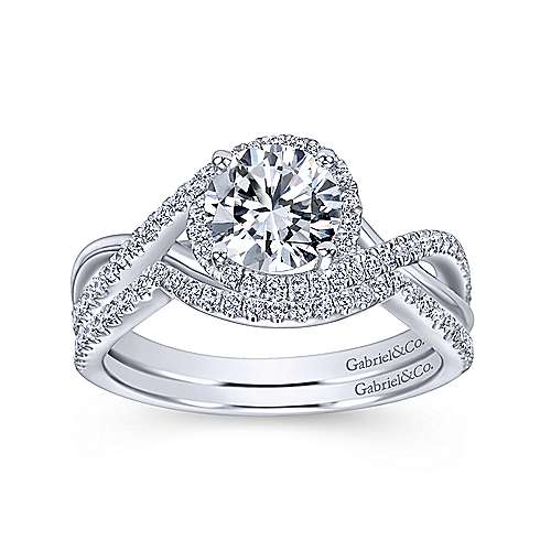 Gabriel & Co. Courtney ER7804W44JJ – 14K White Gold Round Halo Diamond Engagement Ring