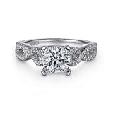 Gabriel & Co. ER7805W44JJ 14K White Gold Twisted Diamond Engagement Ring