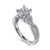 Gabriel & Co. ER7805W44JJ 14K White Gold Twisted Diamond Engagement Ring