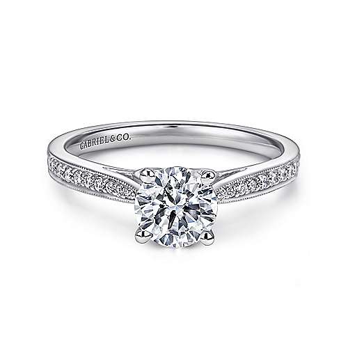 Gabriel & Co. Cameo ER8021W44JJ – 14K White Gold Round Diamond Engagement Ring