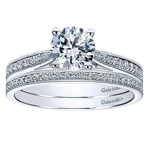 Gabriel & Co. Cameo ER8021W44JJ – 14K White Gold Round Diamond Engagement Ring