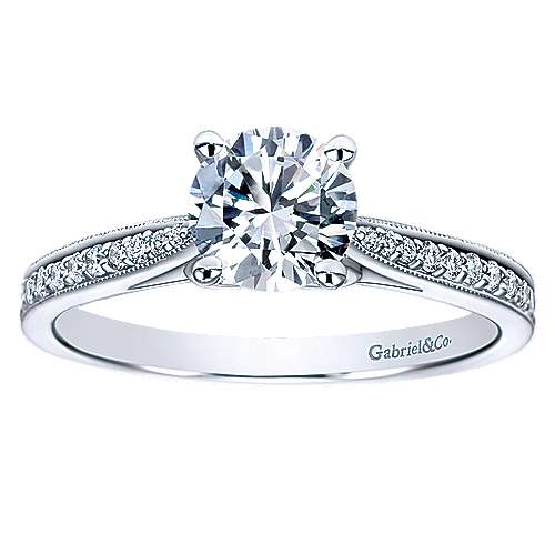 Gabriel & Co. Cameo ER8021W44JJ – 14K White Gold Round Diamond Engagement Ring
