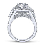 Gabriel & Co. Maia ER8328W44JJ – 14K White Gold Round 3 Stone Halo Diamond Engagement Ring