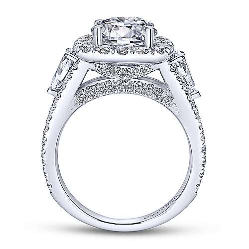 Gabriel & Co. Maia ER8328W44JJ – 14K White Gold Round 3 Stone Halo Diamond Engagement Ring