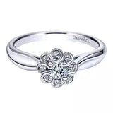 14K White Gold Round Halo Diamond Engagement Ring