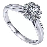 14K White Gold Round Halo Diamond Engagement Ring