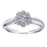 14K White Gold Round Halo Diamond Engagement Ring