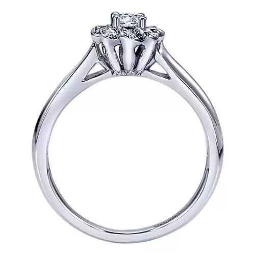 14K White Gold Round Halo Diamond Engagement Ring
