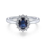 Gabriel & Co. Fergie ER914472O4W44JJ – 14K White Gold Oval Halo Sapphire & Diamond Engagement Ring