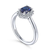 Gabriel & Co. Fergie ER914472O4W44JJ – 14K White Gold Oval Halo Sapphire & Diamond Engagement Ring