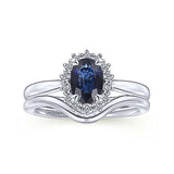 Gabriel & Co. Fergie ER914472O4W44JJ – 14K White Gold Oval Halo Sapphire & Diamond Engagement Ring