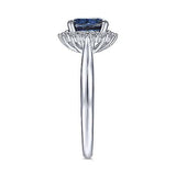 Gabriel & Co. Fergie ER914472O4W44JJ – 14K White Gold Oval Halo Sapphire & Diamond Engagement Ring