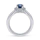Gabriel & Co. Fergie ER914472O4W44JJ – 14K White Gold Oval Halo Sapphire & Diamond Engagement Ring