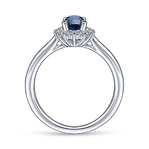 Gabriel & Co. Fergie ER914472O4W44JJ – 14K White Gold Oval Halo Sapphire & Diamond Engagement Ring