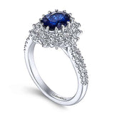 Gabriel & Co. Imani ER914476O4W44JJ – 14K White Gold Oval Halo Sapphire & Diamond Engagement Ring
