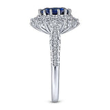 Gabriel & Co. Imani ER914476O4W44JJ – 14K White Gold Oval Halo Sapphire & Diamond Engagement Ring