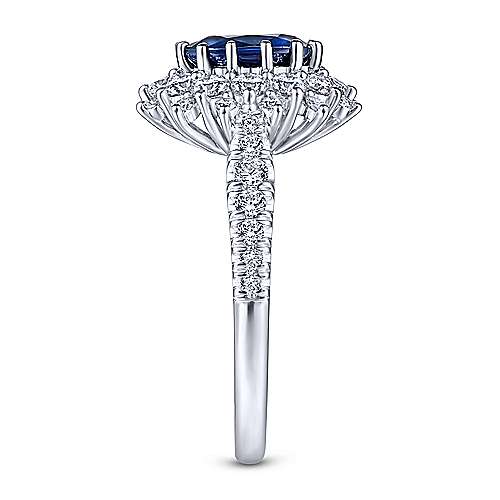 Gabriel & Co. Imani ER914476O4W44JJ – 14K White Gold Oval Halo Sapphire & Diamond Engagement Ring