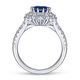 Gabriel & Co. Imani ER914476O4W44JJ – 14K White Gold Oval Halo Sapphire & Diamond Engagement Ring