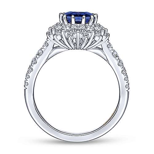 Gabriel & Co. Imani ER914476O4W44JJ – 14K White Gold Oval Halo Sapphire & Diamond Engagement Ring