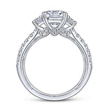 Gabriel & Co. Aloise ER9186W44JJ – 14K White Gold Cushion Cut Three Stone Diamond Engagement Ring