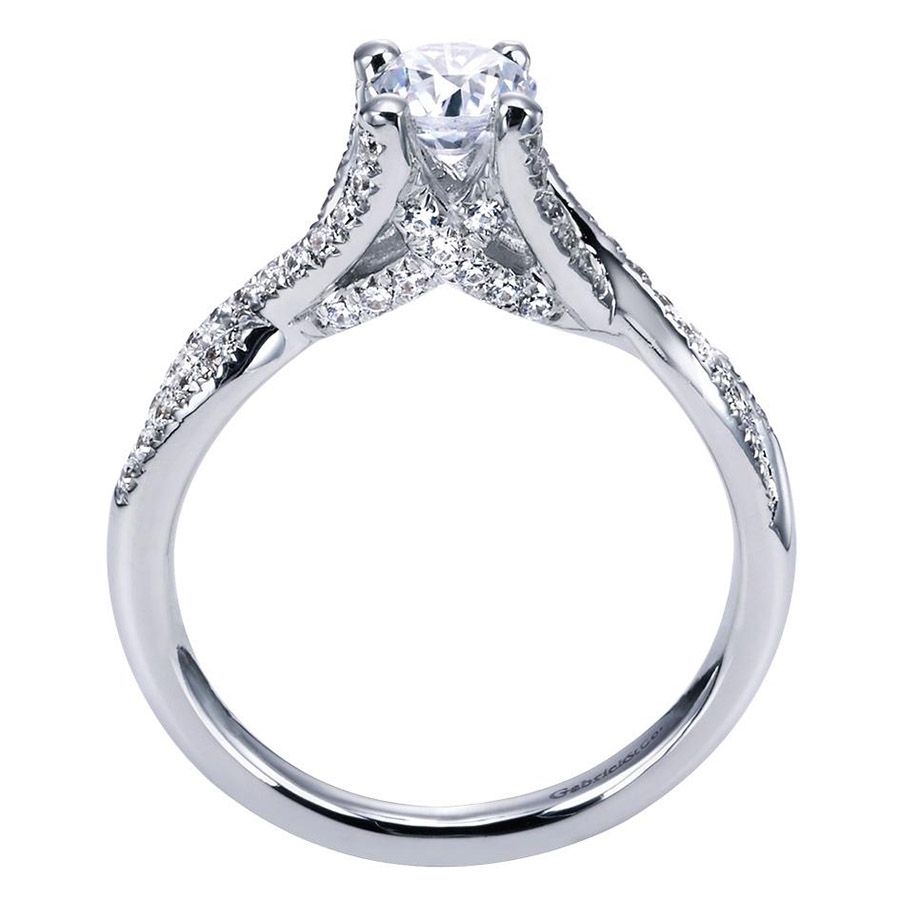 Gabriel & Co. ER94029W44JJ – 14K White Gold Victorian Criss Cross Diamond Engagement Ring