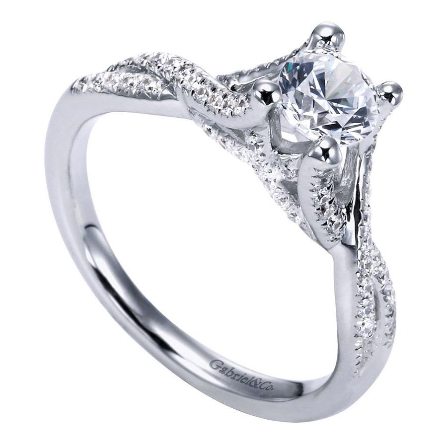 Gabriel & Co. ER94029W44JJ – 14K White Gold Victorian Criss Cross Diamond Engagement Ring