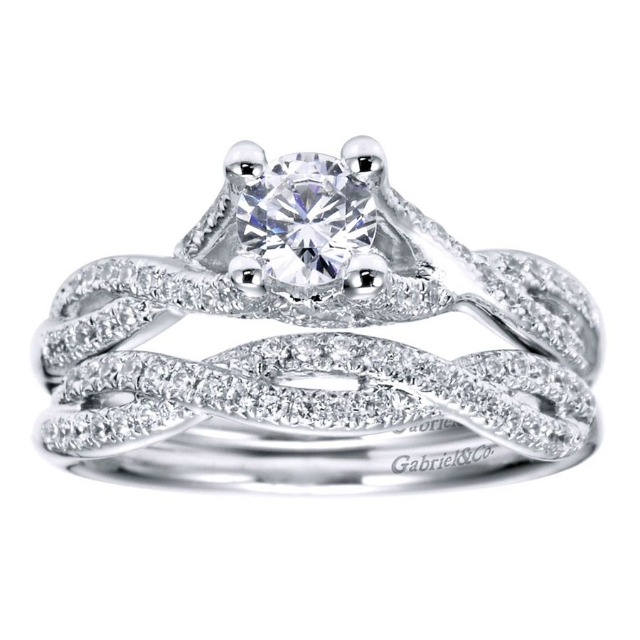 Gabriel & Co. ER94029W44JJ – 14K White Gold Victorian Criss Cross Diamond Engagement Ring