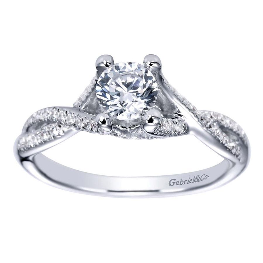Gabriel & Co. ER94029W44JJ – 14K White Gold Victorian Criss Cross Diamond Engagement Ring