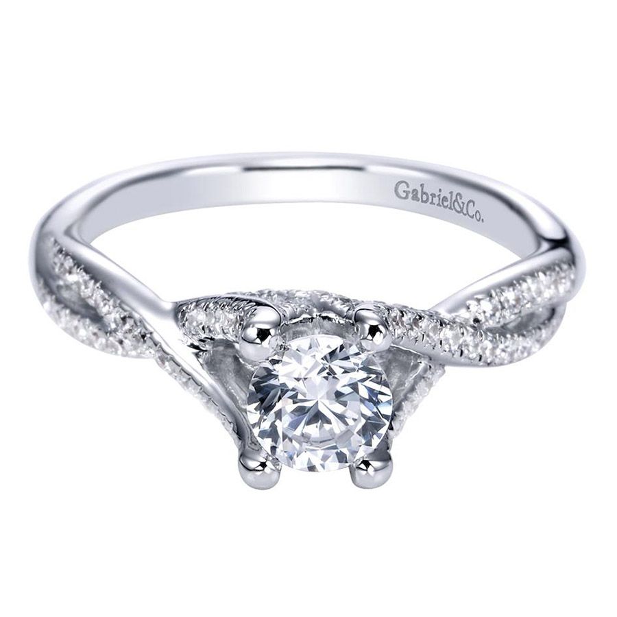 Gabriel & Co. ER94029W44JJ – 14K White Gold Victorian Criss Cross Diamond Engagement Ring