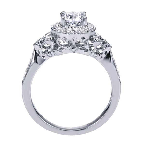 Gabriel & Co. ER94156W44JJ – 14K White Gold Victorian Halo Diamond Engagement Ring