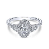 Gabriel & Co. Bionda ER98995W44JJ – 14K White Gold Oval Halo Complete Diamond Engagement Ring