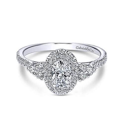Gabriel & Co. Bionda ER98995W44JJ – 14K White Gold Oval Halo Complete Diamond Engagement Ring