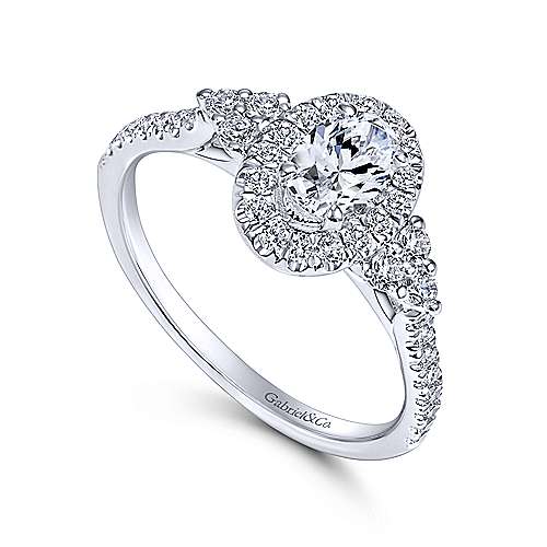 Gabriel & Co. Bionda ER98995W44JJ – 14K White Gold Oval Halo Complete Diamond Engagement Ring