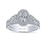 Gabriel & Co. Bionda ER98995W44JJ – 14K White Gold Oval Halo Complete Diamond Engagement Ring