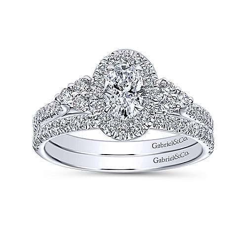Gabriel & Co. Bionda ER98995W44JJ – 14K White Gold Oval Halo Complete Diamond Engagement Ring