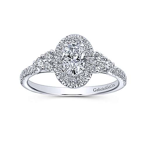 Gabriel & Co. Bionda ER98995W44JJ – 14K White Gold Oval Halo Complete Diamond Engagement Ring
