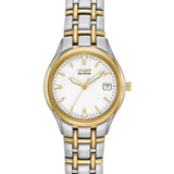 Citizen Eco-Drive Corso EW1264-50A – Two-Tone Stainless Steel Bracelet, White Dial Ladies’ Watch