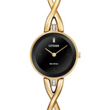 Citizen Eco-Drive Axiom EX1422-54E – Gold-Tone Stainless Steel Bangle Bracelet, Black Dial Ladies’ Watch