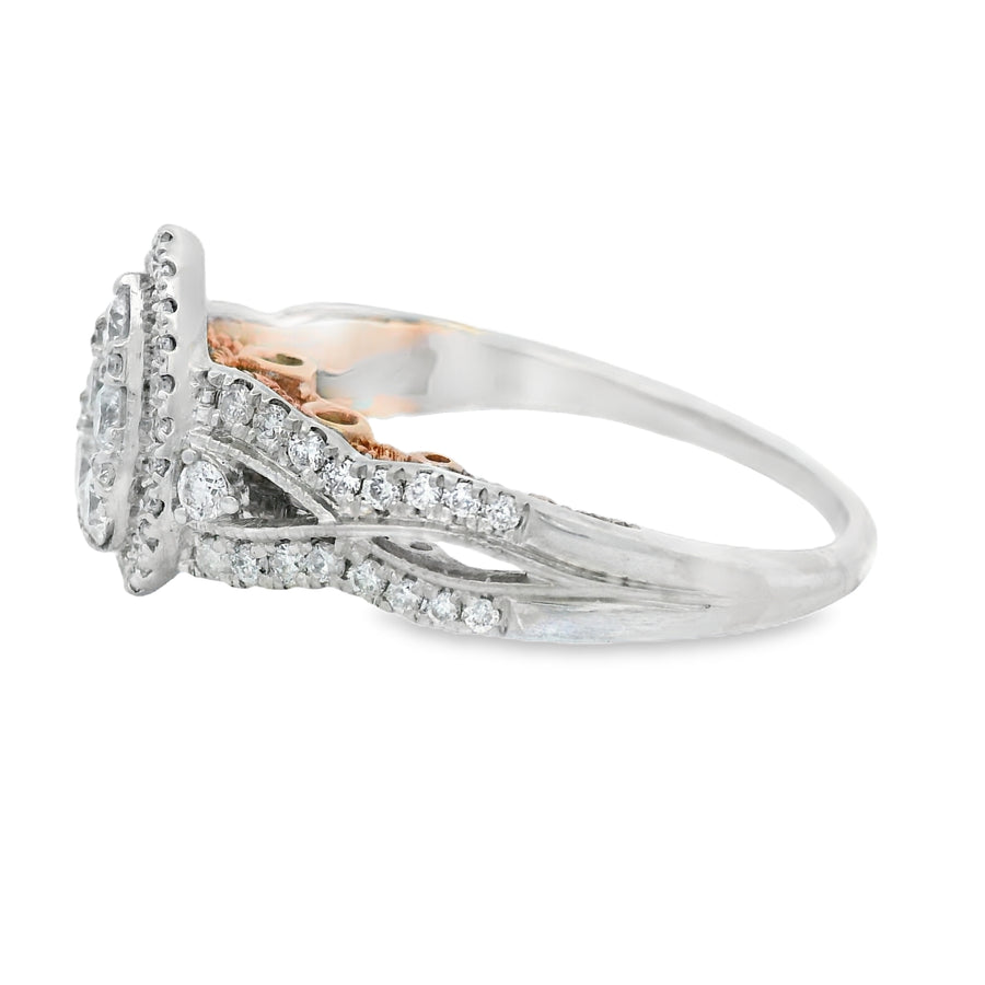 White & Rose Gold Pear Shaped Diamond Engagement Ring