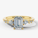 Heera LSX1158‑307 – 14K Yellow Gold Open Ring with 0.239ct Pear Cut Diamond & 0.249ct Emerald Cut Diamond