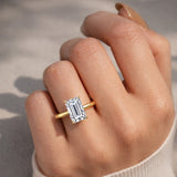 2 1/8CTW Yellow Gold Hidden Halo Radiant Lab Grown Diamond Engagement Ring