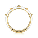 Gabriel & Co. LR52654E9Y4JJJ – 14K Yellow Gold Pyramid Stackable Ring with White Enamel (3 mm)